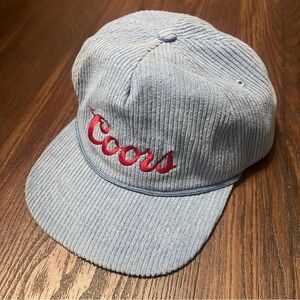 Coors Banquet Beer Corduroy Snapback Hat Light Blue Cap Adjustable